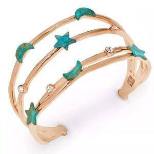 NWT Robert Lee Morris multi-row celestial Gold green patina Cuff Bangle Bracelet